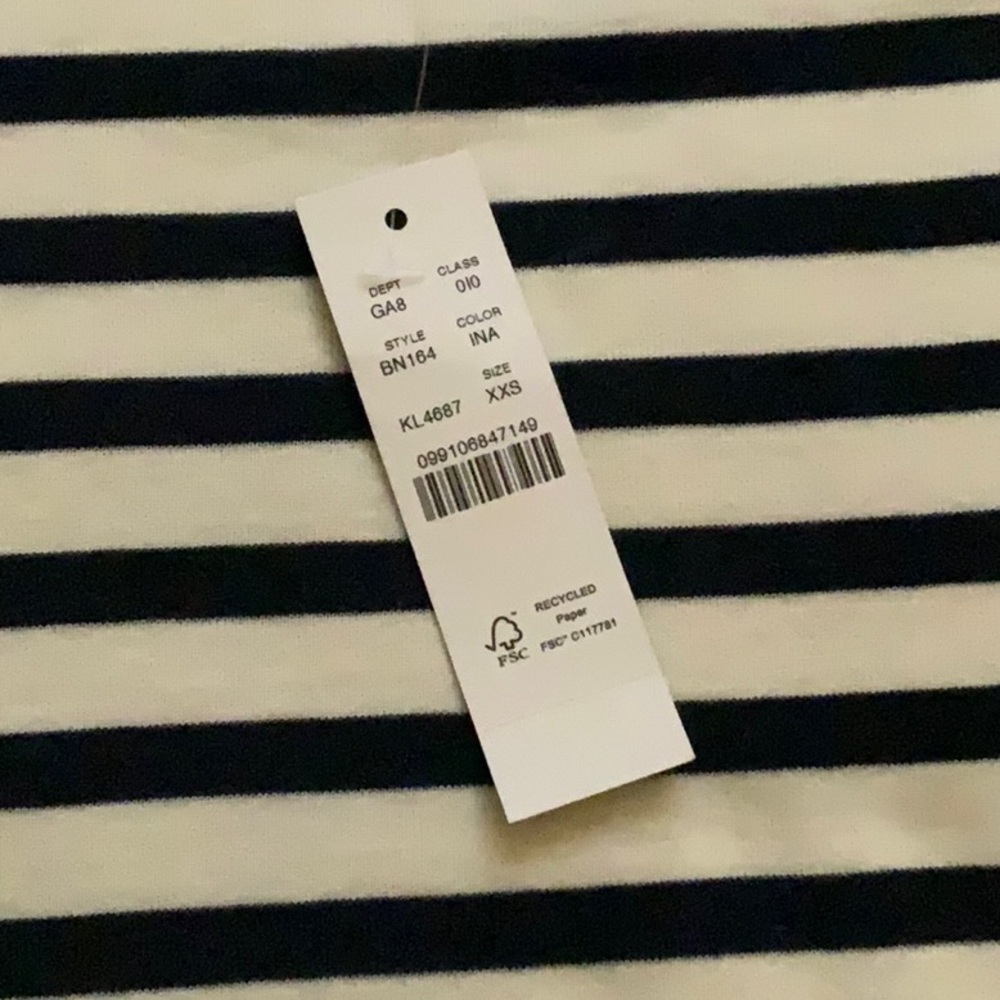 J.Crew Stripes Top With Feather Accents XXS NWT - Picture 3 of 6